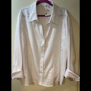 White blouse with 3/4” sleeves